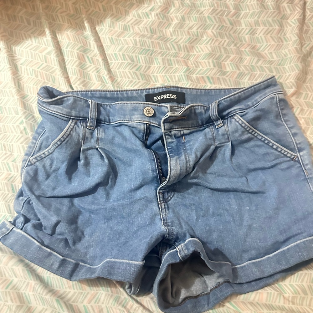 Express Women's Light Blue Jean Shorts shortie high rise 10